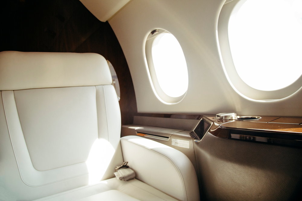 interior private jet charter
