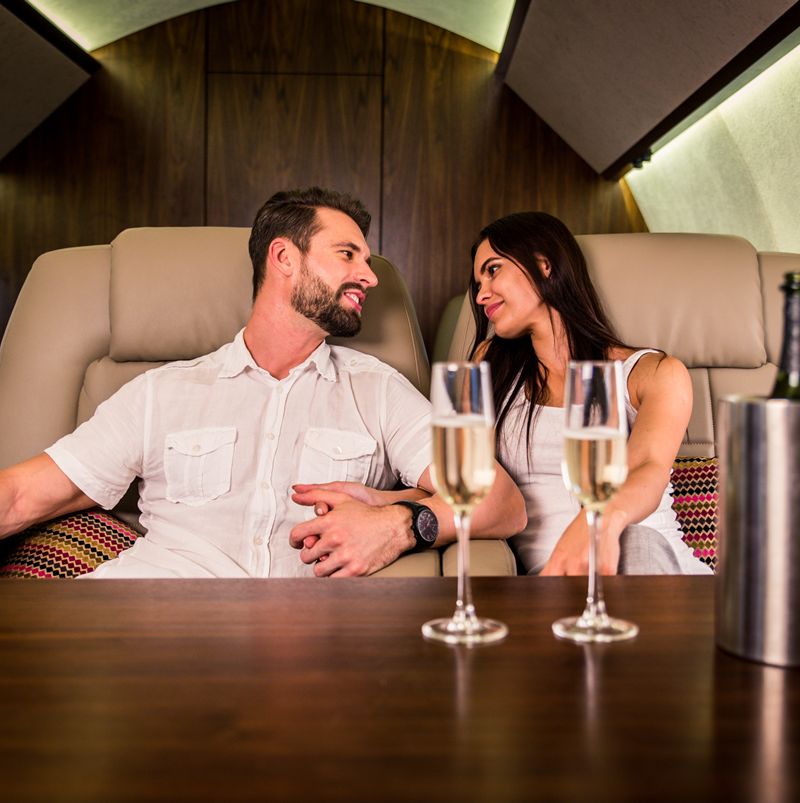 Couple on private jet