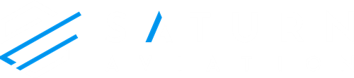 White Saturn aviation logo